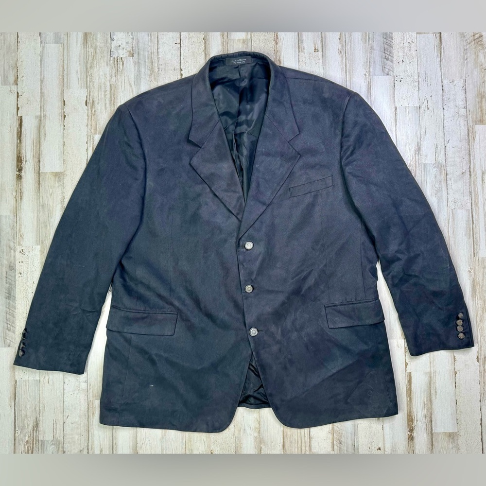 Andrew Fezza Suede Blazer 46R Black 3 Button Jacket